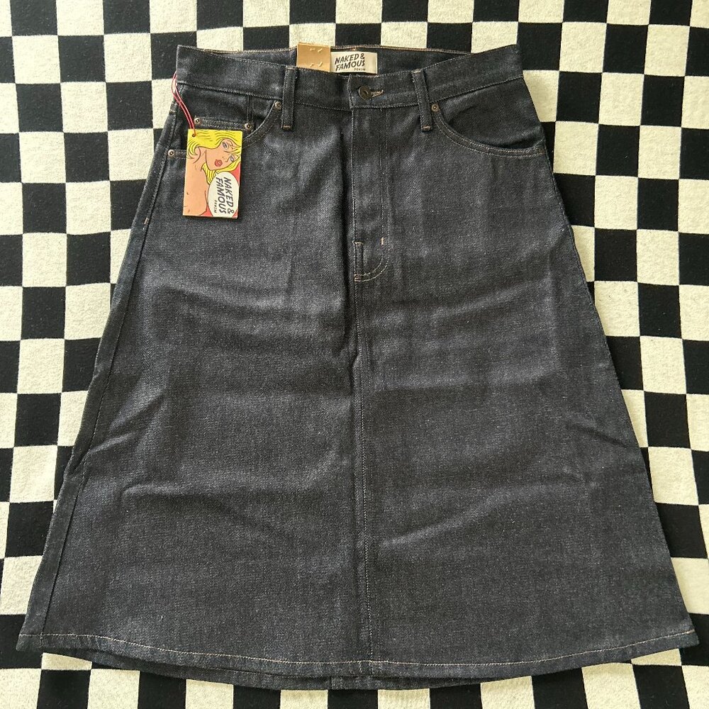 Naked & Famous Denim Midi Skirt - New With Tags - Japanese Denim